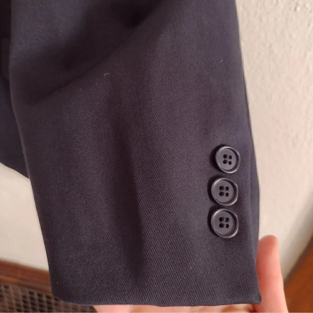 Moores Gabardine 100% Wool Classic Suit Jacket Lined Black Mens 46 Reg